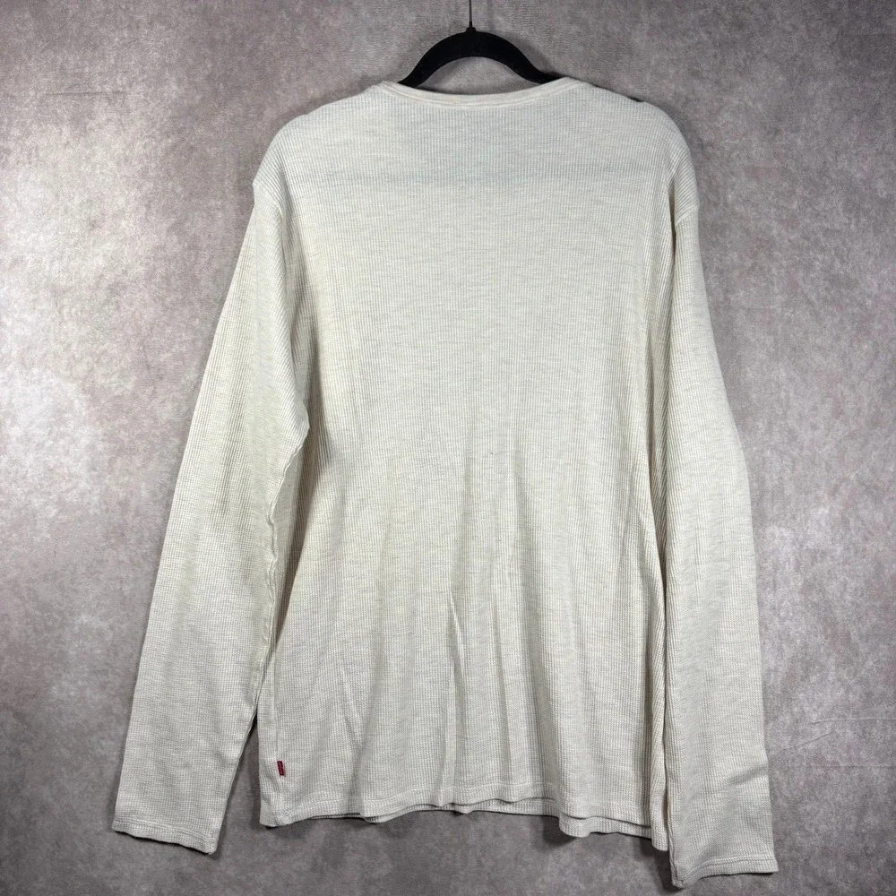 Levi's Thermal Waffle Knit Shirt‎ Mens Size XL White Long Sleeve Graphic Print